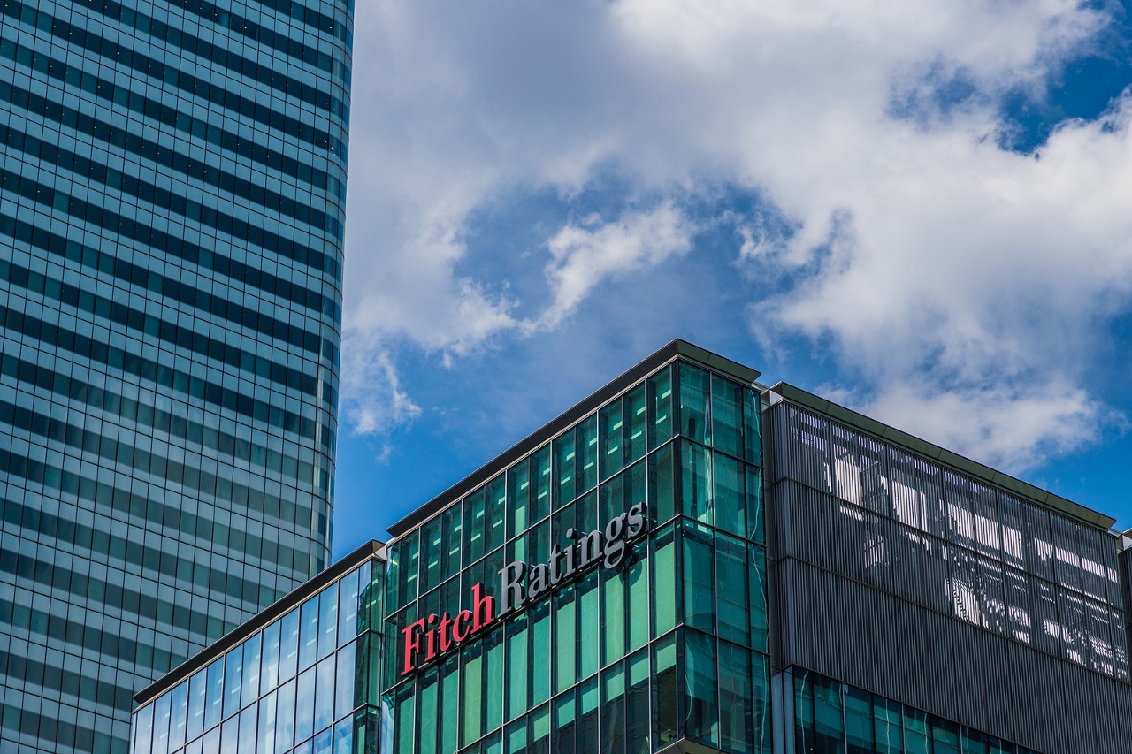 Canary Wharf London. 23 May 2019. A view of the Fitch Ratings office in canary wharf in London