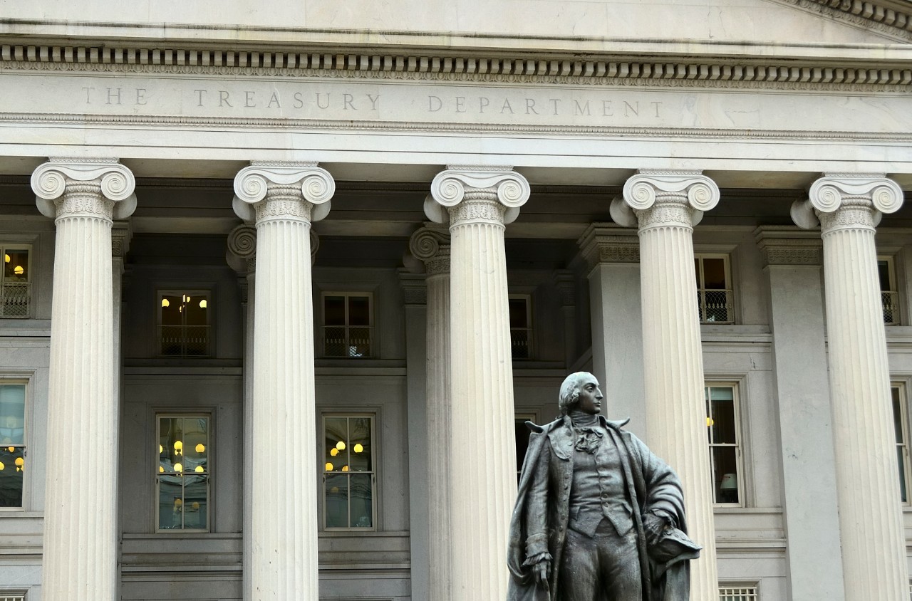 174995685 The US Treasury Building in downtown Washington DC.