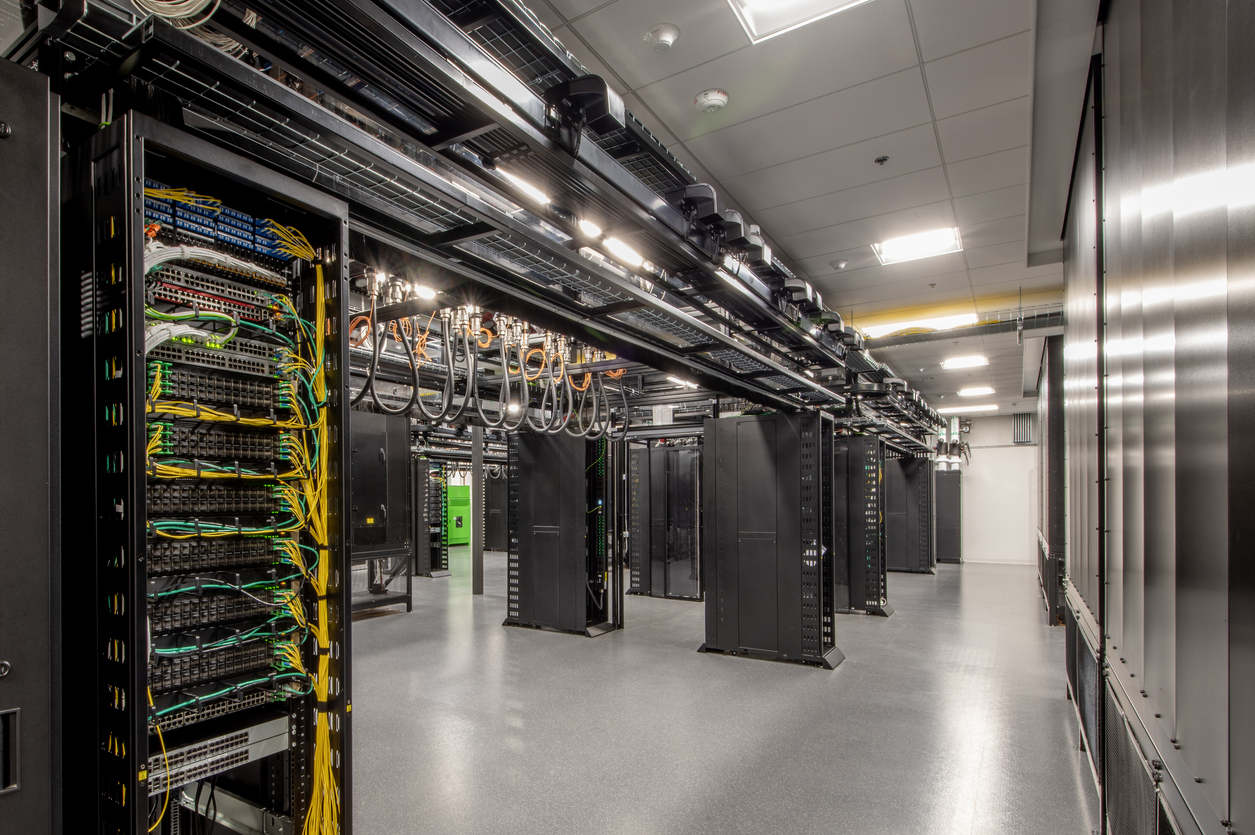 Server center with large cooling units.